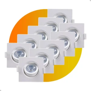KIT 10 SPOTS DE LED 5WATTS QUADRADO BRANCO FRIO 6500K