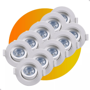 KIT 10 SPOTS DE LED 5WATTS REDONDO BRANCO FRIO 6500K